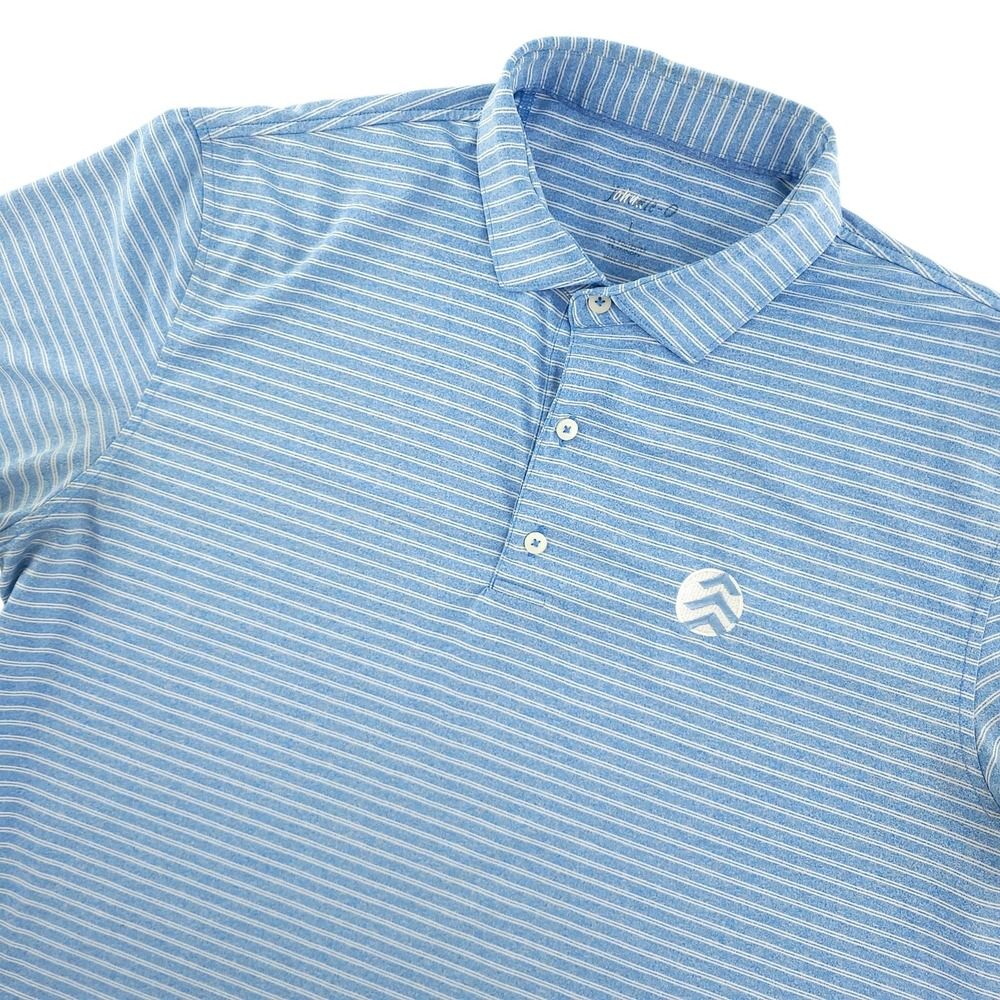 Johnnie-O Polo Shirt Mens L Blue Stripe Jersey Lightweight Casual Summer Top